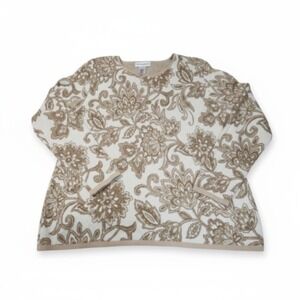 Alfred Dunner Womens XL Echo‎ Canyon Collection Sparkly Gold Metallica Sweater